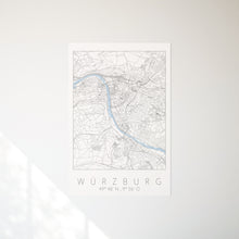 Lade das Bild in den Galerie-Viewer, Würzburg Poster Stadtplan/Straßennetz (weiß)