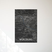 Lade das Bild in den Galerie-Viewer, Würzburg Poster Stadtplan/Straßennetz (schwarz)