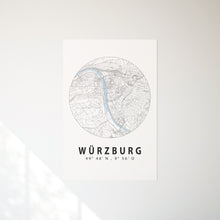 Lade das Bild in den Galerie-Viewer, Würzburg Stadtplan/Straßennetz Poster rund