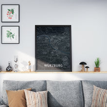 Lade das Bild in den Galerie-Viewer, Würzburg Poster Stadtplan/Straßennetz (schwarz)