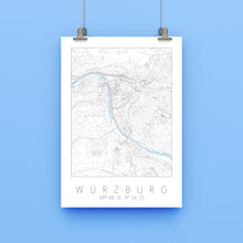 Lade das Bild in den Galerie-Viewer, Würzburg Poster Stadtplan/Straßennetz (weiß)