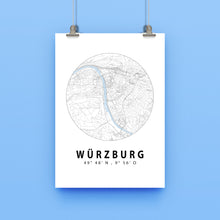 Lade das Bild in den Galerie-Viewer, Würzburg Stadtplan/Straßennetz Poster rund