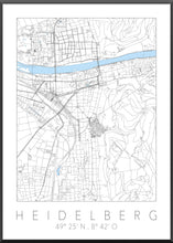 Lade das Bild in den Galerie-Viewer, Heidelberg Stadtplan/Straßennetz Poster (weiß)