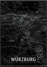 Lade das Bild in den Galerie-Viewer, Würzburg Poster Stadtplan/Straßennetz (schwarz)