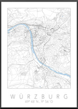 Lade das Bild in den Galerie-Viewer, Würzburg Poster Stadtplan/Straßennetz (weiß)