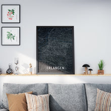 Lade das Bild in den Galerie-Viewer, Erlangen Poster Stadtplan/Straßennetz (schwarz)