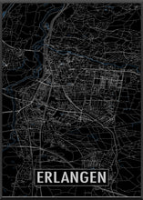 Lade das Bild in den Galerie-Viewer, Erlangen Poster Stadtplan/Straßennetz (schwarz)
