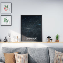 Lade das Bild in den Galerie-Viewer, München Poster Stadtplan/Straßennetz (schwarz)