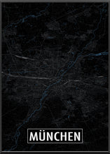 Lade das Bild in den Galerie-Viewer, München Poster Stadtplan/Straßennetz (schwarz)