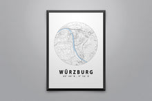 Lade das Bild in den Galerie-Viewer, Würzburg Stadtplan/Straßennetz Poster rund