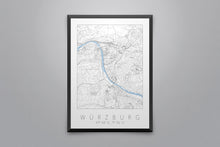 Lade das Bild in den Galerie-Viewer, Würzburg Poster Stadtplan/Straßennetz (weiß)