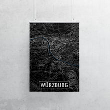 Lade das Bild in den Galerie-Viewer, Würzburg Poster Stadtplan/Straßennetz (schwarz)