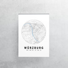 Lade das Bild in den Galerie-Viewer, Würzburg Stadtplan/Straßennetz Poster rund
