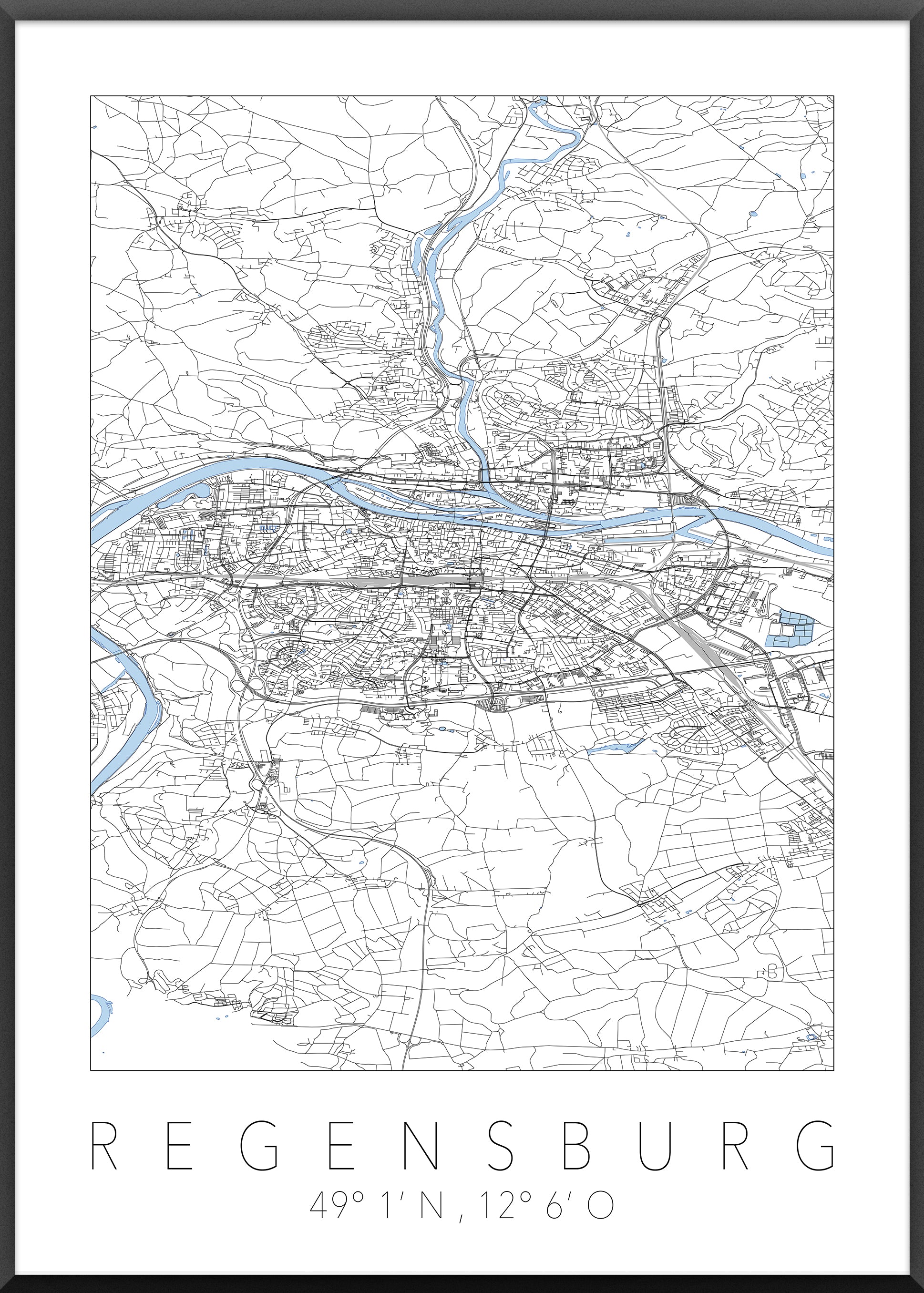 Regensburg Poster (weiß) Posterpracht