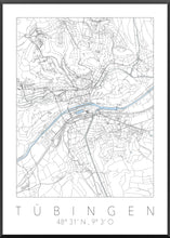 Lade das Bild in den Galerie-Viewer, Tübingen Poster Stadtplan/Straßennetz (weiß)
