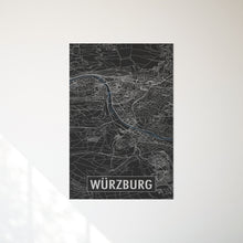 Lade das Bild in den Galerie-Viewer, Würzburg Poster Stadtplan/Straßennetz (schwarz)
