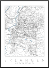 Lade das Bild in den Galerie-Viewer, Erlangen Poster Stadtplan/Straßennetz (weiß)
