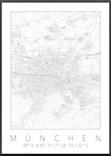 Lade das Bild in den Galerie-Viewer, München Poster Stadtplan/Straßennetz (weiß)
