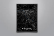 Lade das Bild in den Galerie-Viewer, Würzburg Poster Stadtplan/Straßennetz (schwarz)
