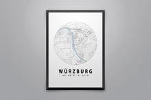 Lade das Bild in den Galerie-Viewer, Würzburg Stadtplan/Straßennetz Poster rund
