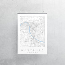 Lade das Bild in den Galerie-Viewer, Würzburg Poster Stadtplan/Straßennetz (weiß)
