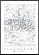 Lade das Bild in den Galerie-Viewer, Regensburg Poster Stadtplan/Straßennetz (weiß)

