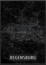 Lade das Bild in den Galerie-Viewer, Regensburg Poster Stadtplan/Straßennetz (schwarz)
